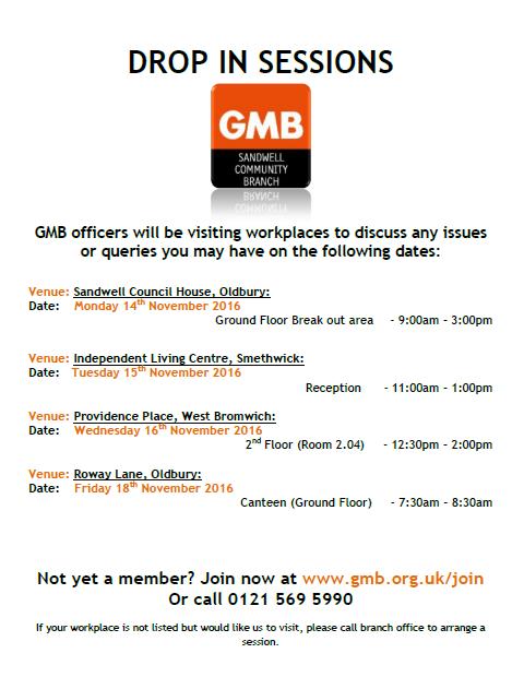 GMB workplace drop in surgeries